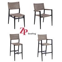 Ensemble de tables et chaises de restaurant toutes saisons, chaise de bar extérieure en aluminium, tabouret de bar commercial en métal et corde pour hôtel, villa, club