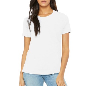 Camisetas de algodón puro blanco de media manga de ajuste regular sólido para mujer - Product Image 3