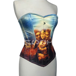 Corsé Estilo Mona Lisa con Estampado Digital Personalizado, Corsé de Moda con Varillas de Acero para Entrenamiento de Cintura, para Fiestas y Discotecas - Product Image 4