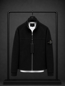 <b>Men's</b> <b>White</b> Cotton Puffer <b>Jacket</b> Stand Collar Zipper Closure Casual Knitted Solid Color Winter Wear Waterproof Nonwoven Front - Product Image 1