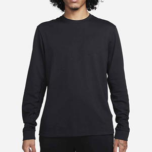 Camiseta Casual de Manga Larga para Hombre, Cuello Redondo, Color Negro Sólido, Algodón Jersey, Corte Regular, Modelo 2026 - Product Image 1