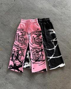 Custom Logo 100% Cotton 500 Gsm French Terry Baggy Stacked Sweat Pants <b>Men</b> Vintage Wash Screen Printing Sweatpants - Product Image 1