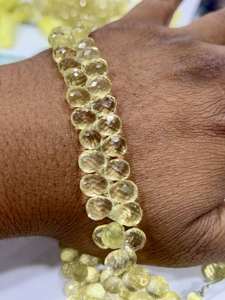 Natural Lemon Quartz Faceted Briolette Teardrops Beads 8-Inch Strand 5-7mm Approx Blue Black <b>Cushion</b> Cut Gemstone Loose - Product Image 5