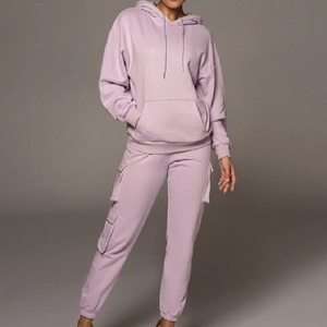 <b>Womens</b> <b>fleece</b> hoodie sweatsuit set with tapered <b>jogger</b> pants warm cozy outfit ideal for lounge casual gatherings travel - Product Image 2