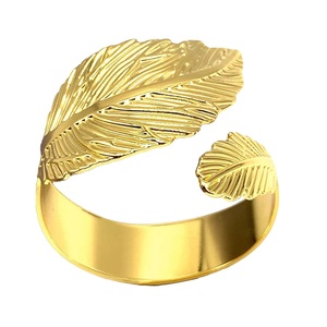 Servilletero de Metal chapado en oro, anillo en forma de hoja, precio al por mayor - Product Image 4