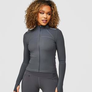 Top de manga larga con cremallera completa para mujer al por mayor, ideal para fitness, correr y ropa informal diaria - Product Image 4
