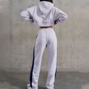 Tenues décontractées personnalisées roses unies pour femmes, chemise à manches longues respirante en polyester, pantalon, ensemble 2 pièces, uni teint, pailleté, 2025 - Product Image 4