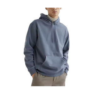 Venta al por mayor de los hombres de algodón polar sudadera de invierno logotipo bordado apliques sólido transpirable manga larga con capucha ropa de calle personalizada - Product Image 1