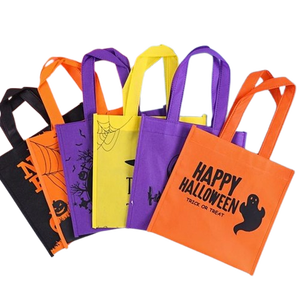 ถุงใส่กล่องผ้านอนวูฟเวนใช้ซ้ำได้พิมพ์ลายของขวัญพิมพ์สกรีนผ้าไหมรีไซเคิลได้ดีไซน์ตามสั่งสไตล์ฮาโลวีน - Product Image 4