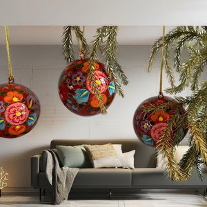 Ornements de Noël en papier mâché peints à la main Babules élégantes pour améliorer vos décorations d'arbre de Noël - Product Image 1