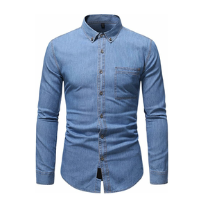 2025 New Arrival <b>Men's</b> Casual Denim <b>Jeans</b> <b>Shirts</b> Breathable Poplin Fabric with Print Pattern Long Sleeves <b>for</b> Summer - Product Image 6