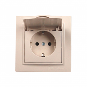 Latte 16A 220V IP22 Prise de courant électrique murale avec mise à la terre avec couvercle Plastique ABS Cuivre Prise encastrée standard EU UK - Product Image 1