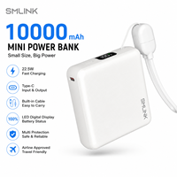 Smile Link - Batería Externa Inteligente de 10000 mAh con Carga Rápida de 22.5W PD, Cable Integrado, Batería de 10k, Nueva