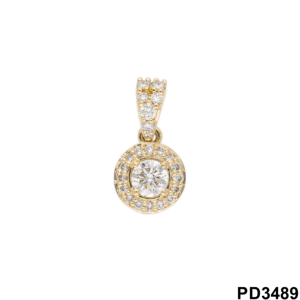 Colgante de oro de 14 quilates para mujer con diamante de corte redondo de 0,27CTW y halo brillante de diamantes más pequeños-Dijes de diamantes - Product Image 3