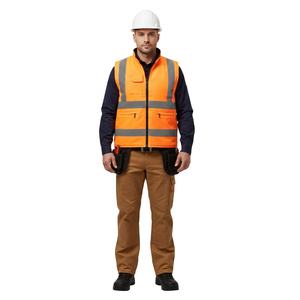 Vêtements de travail en polyester coupe-vent, uniforme de travail, veste de travail d'hiver coupe-vent avec poches, réfléchissante et de sécurité - Product Image 1