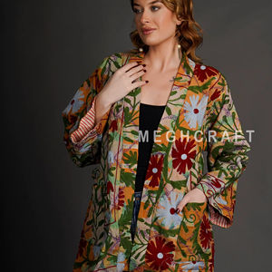 Boho Style Hiver Suzani Brodé Pardessus Long Casual Kantha Veste Ouzbek Suzani Kimono Mexique Mode Confortable Survêtement - Product Image 1