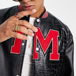 OEM personalizado bordado logotipo Pu cuero motocicleta chaqueta Bomber Letterman Varsity chaqueta para hombres béisbol universitario - Product Image 3