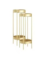Lot de 4 jardinières blanches avec support en métal doré Pot de fleurs avec support Pots de fleurs modernes uniques d'intérieur avec support de plantes en or