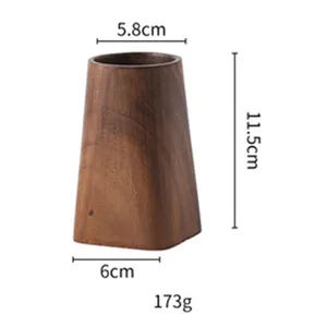 Natural Walnut Wood <b>Pen</b> <b>Holder</b> Round Pattern Desktop Table Decoration Home Office <b>Desk</b> Organizer Storage Case on Sale - Product Image 6