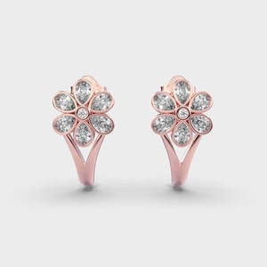 IGI Certified Lab Grown Pear & Round Diamond Flower <b>Drop</b> Earrings 14K Yellow / White / Rose Gold Floral Diamond Earrings - Product Image 6