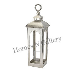 Candelabros de hierro modernos plateados al por mayor y tarros de farol posmodernos hechos a mano para decoraciones navideñas de jardín - Product Image 4