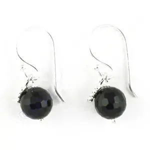 925 Sterling <b>Silver</b> Drop Earrings for Women Black Onyx <b>Bead</b> Fashion Accessory - Product Image 1