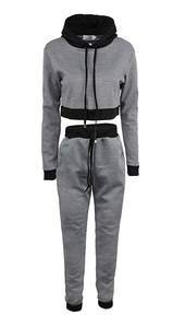 Survêtement court pour femmes Coton Polaire Logo personnalisé Survêtement/survêtement Vente en gros Costumes de jogging vierges pour femmes - Product Image 5