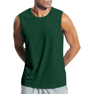 Vente en gros de débardeurs respirants pour hommes, très demandés, anti-boulochage, séchage rapide, coton élasthanne, col rond, impression sérigraphique, personnalisable. - Product Image 2