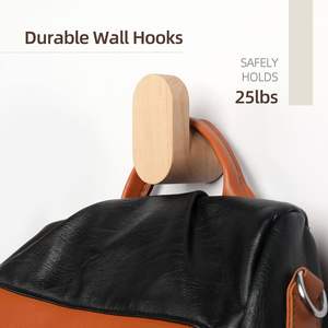 Wood Wall Hooks Modern Minimalist Wall Mounted Natural <b>Wooden</b> Coat Hook Rack <b>Wooden</b> <b>Pegs</b> for Hanging Hat - Product Image 4