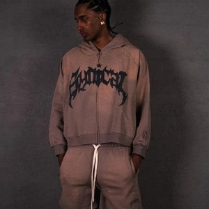 Sudadera con capucha de lana de algodón de 360 gramos gruesa de peso pesado personalizada sin cuerda sin bolsillos Sudadera con capucha para hombre - Product Image 6