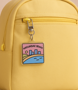 KeyRing Pendant _made in Korea (HAEUNDAE Most Beautiful Beach Busan Korea) Digital Printed Acrylic Lightweight Bag Accessory - Product Image 2