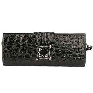 Bolso de mano con estampado de cocodrilo para mujer - Negro - Product Image 1