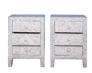 Consola de incrustaciones de hueso hecha a mano, relleno de resina azul cielo, patrón Floral, chipset de hueso, pastas para sala de estar, dormitorio, mesita de noche - Product Image 1