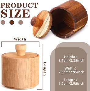 2 Pcs Modern Wooden <b>Salt</b> & <b>Pepper</b> Box <b>Set</b> with Lids | Foldable Eco-Friendly Condiment Pots for Spices Sugar & Kitchen Storage - Product Image 4