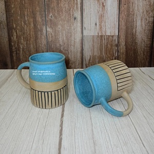 Taza de Café de Cerámica Pintada a Mano con Platillo |   Taza de Té para Desayuno, Linda, para Oficina y Hogar - Product Image 1