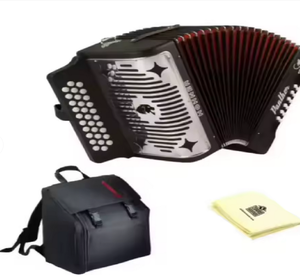 Accordéon diatonique à boutons Panther 3100GB de qualité supérieure, noir, avec étui et chiffon de nettoyage - Product Image 2