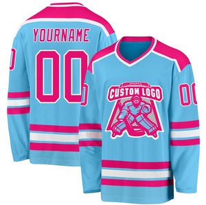 เสื้อฮอกกี้น้ำแข็งแห้งเร็ว ป้องกันแบคทีเรีย ผลิตจากโพลีเอสเตอร์ 100% พิมพ์ลายด้วยความร้อน ปรับแต่งชื่อทีมและโลโก้ได้ สำหรับผู้ใหญ่ 男女 - Product Image 6