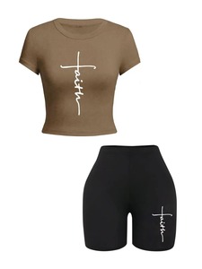 Ensemble 2 pièces chemise short coupe ajustée décontracté personnalisé de haute qualité avec design élégant OEM pour femmes 100% coton - Product Image 3