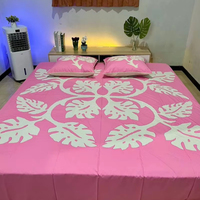 Top qualité hawaïen rose couleur imprimé literie reine drap de lit housse de couette lavage à l'eau froide pur coton couette pour chambre