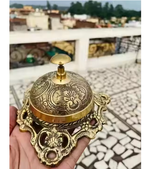 Vintage Brass Desk Bell Modern Polished Antique Finish Nautical Home Decor and Office Table Bell for Hotels Hotel Calling