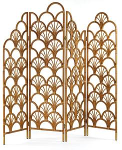 Paravent en bambou bohème chic, design vintage en forme d'éventail, écran pliable élégant en rotin, écran d'intimité pour salon et bureau - Product Image 1