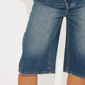 Logo personnalisé OEM Short en jean taille haute croisée pour femmes, coupe ample, respirant, lavé, été, décontracté, bermuda - Product Image 6