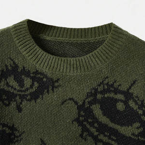 Meilleure qualité personnalisée en usine col rond hiver chaud hommes pull design respirant pull en mohair pull en tricot jacquard floue - Product Image 4