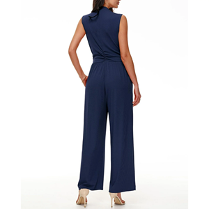 Personalizado 100% algodón Color sólido SKINNY Fit manga personalizada estampado Mujer Casual Maxi longitud alta cintura mono ecológico - Product Image 2