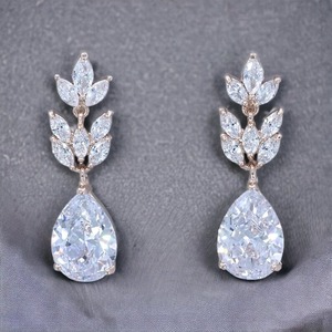 Pendiente de moissanita con forma de pera y Marqués, hermoso pendiente de plata esterlina, regalo de compromiso para ella - Product Image 3