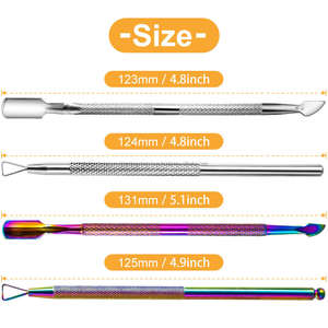 Ensemble d'outils de manucure professionnels réutilisables en acier inoxydable à double extrémité : repousse-cuticules et râpe à pieds pour le nettoyage des ongles - Product Image 5