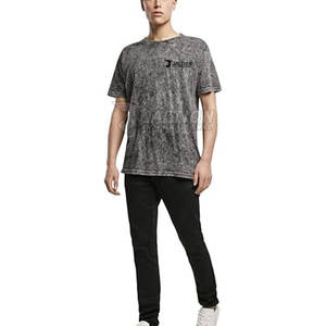 Venta al por mayor de cuello redondo 100% algodón de corte holgado impreso lavado ácido camiseta para hombres logotipo personalizado OEM diseño de color personalizado camiseta - Product Image 6