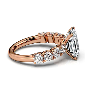 Anillo de compromiso de corte esmeralda con certificado IGI de 1,5 quilates, anillo de bodas de perlas pavimentadas de oro de 14 quilates, regalos cristianos clásicos para fiestas - Product Image 5