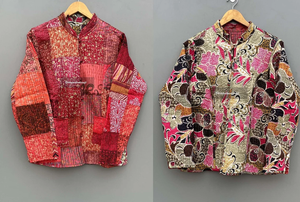 Veste courte réversible en Patchwork de soie pour femme, veste matelassée, vêtement de plage, cadeau - Product Image 2