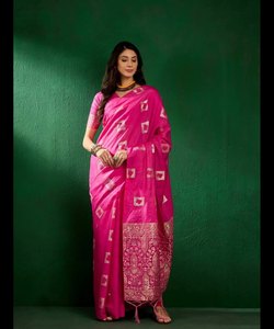 Saras de soirée pour femmes, vêtement de mariage indien numérique, motif floral, volants en dentelle, à la mode, avec chemisier - Product Image 3